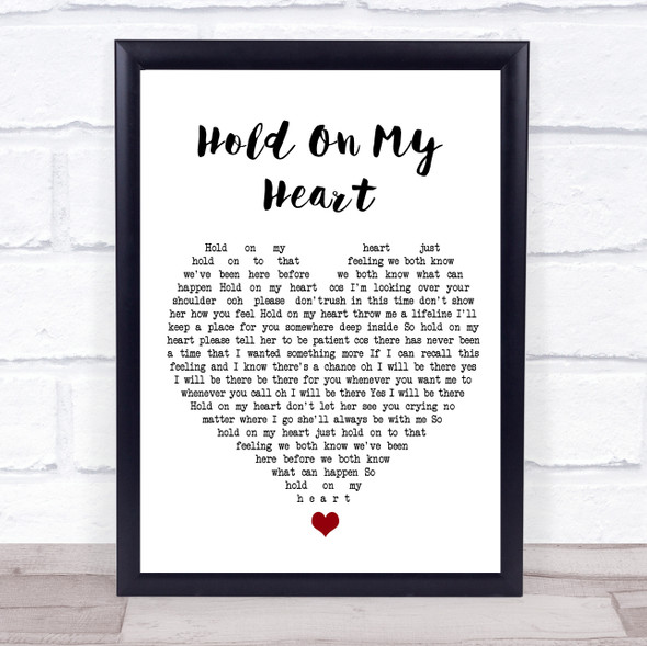 Genesis Hold On My Heart White Heart Song Lyric Wall Art Print