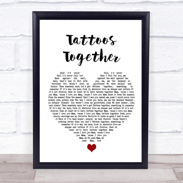 Lauv Tattoos Together White Heart Song Lyric Wall Art Print
