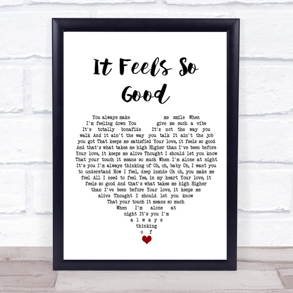 Sonique It Feels So Good White Heart Song Lyric Wall Art Print