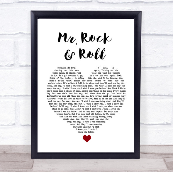 Amy Macdonald Mr. Rock & Roll White Heart Song Lyric Wall Art Print