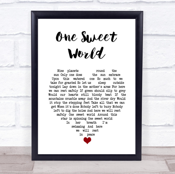 Dave Matthews Band One Sweet World White Heart Song Lyric Wall Art Print