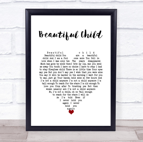 Fleetwood Mac Beautiful Child White Heart Song Lyric Wall Art Print