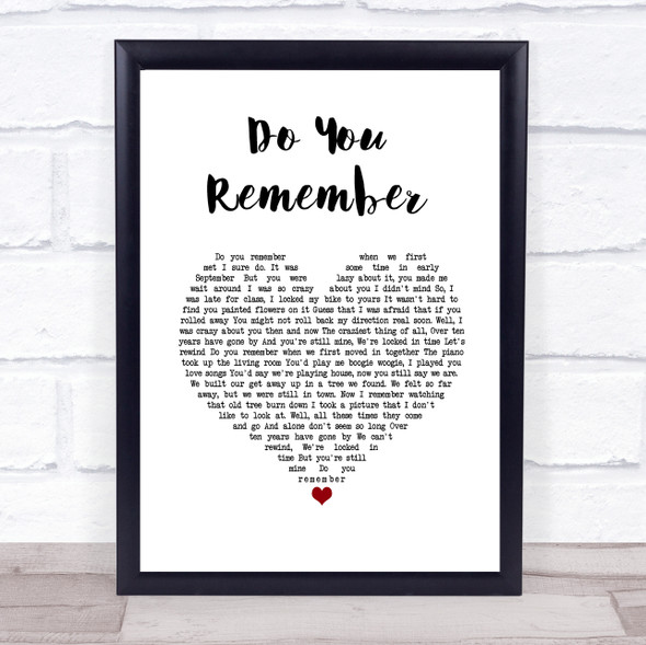 Jack Johnson Do You Remember White Heart Song Lyric Wall Art Print