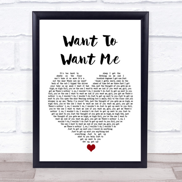 Jason Derulo Want To Want Me White Heart Song Lyric Wall Art Print