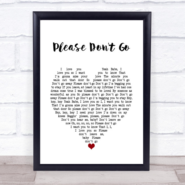 KC And The Sunshine Band Please Don't Go White Heart Song Lyric Wall Art Print