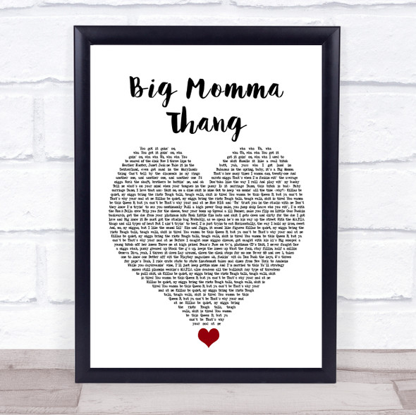 Lil' Kim Big Momma Thang White Heart Song Lyric Wall Art Print