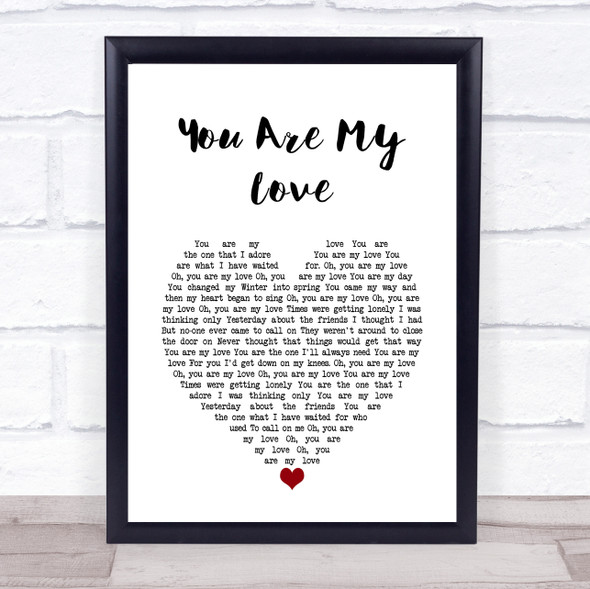 Liverpool Express You Are My Love White Heart Song Lyric Wall Art Print