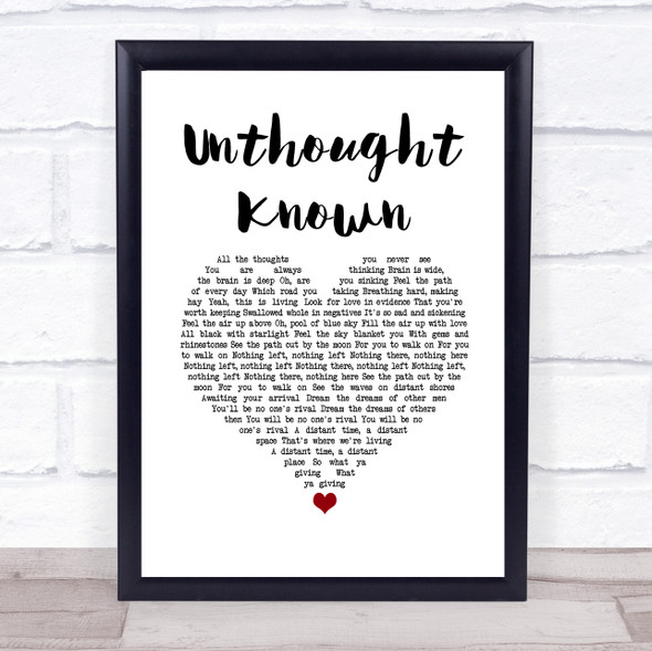 Pearl Jam Unthought Known White Heart Song Lyric Wall Art Print