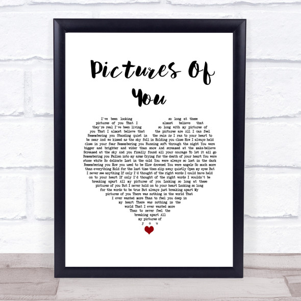 The Cure Pictures Of You White Heart Song Lyric Wall Art Print