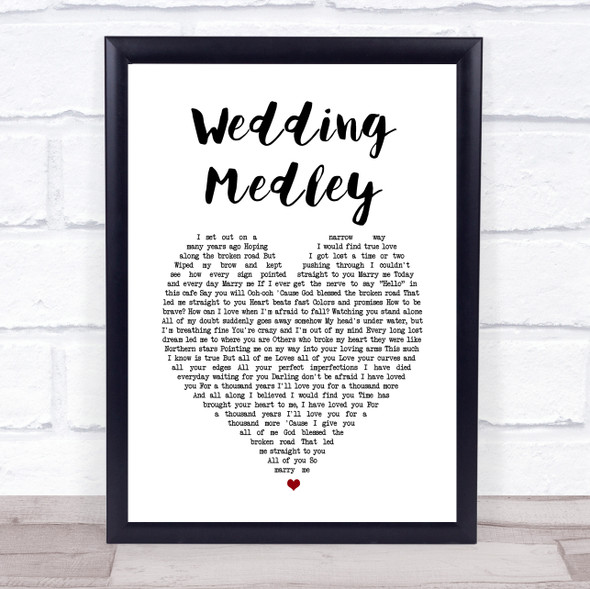 Anthem Lights Wedding Medley White Heart Song Lyric Wall Art Print