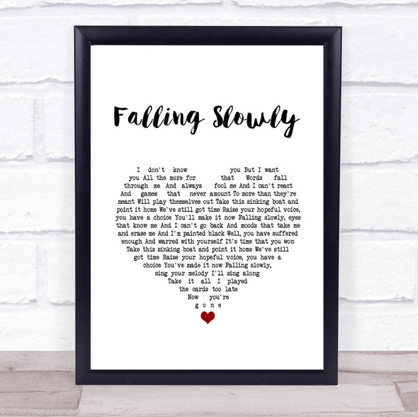 Glen Hansard, Marketa Irglova Falling Slowly White Heart Song Lyric Wall Art Print