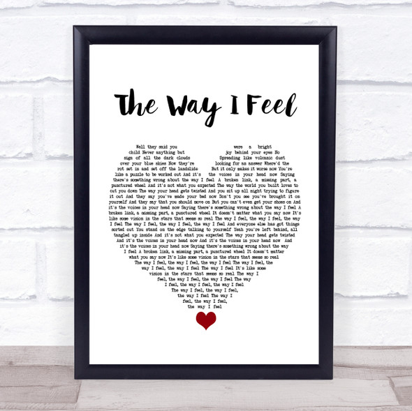 Keane The Way I Feel White Heart Song Lyric Wall Art Print