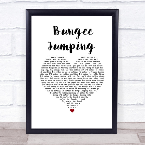 Naughty Boy Bungee Jumping White Heart Song Lyric Wall Art Print