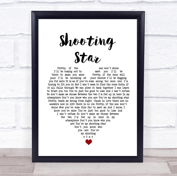 Air Traffic Shooting Star White Heart Song Lyric Wall Art Print