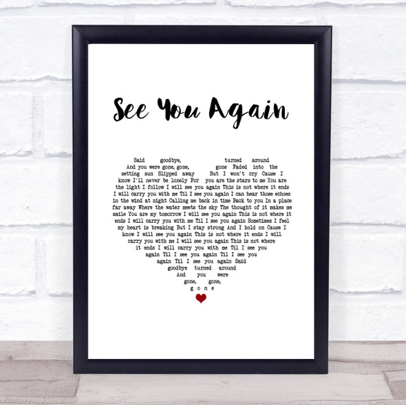 Carrie Underwood See You Again White Heart Song Lyric Wall Art Print