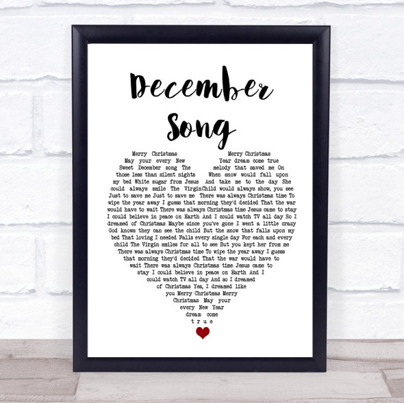 George Michael December Song White Heart Song Lyric Wall Art Print