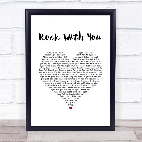 Michael Jackson Rock With You White Heart Song Lyric Wall Art Print