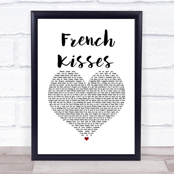 ZieZie feat. Aitch French Kisses White Heart Song Lyric Wall Art Print