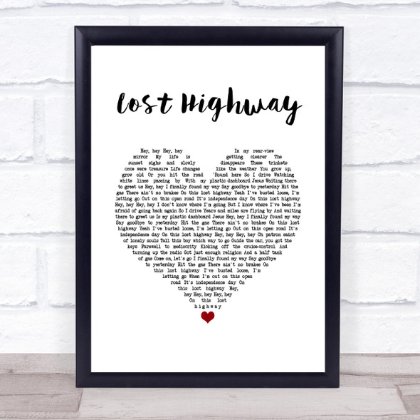 Bon Jovi Lost Highway White Heart Song Lyric Wall Art Print