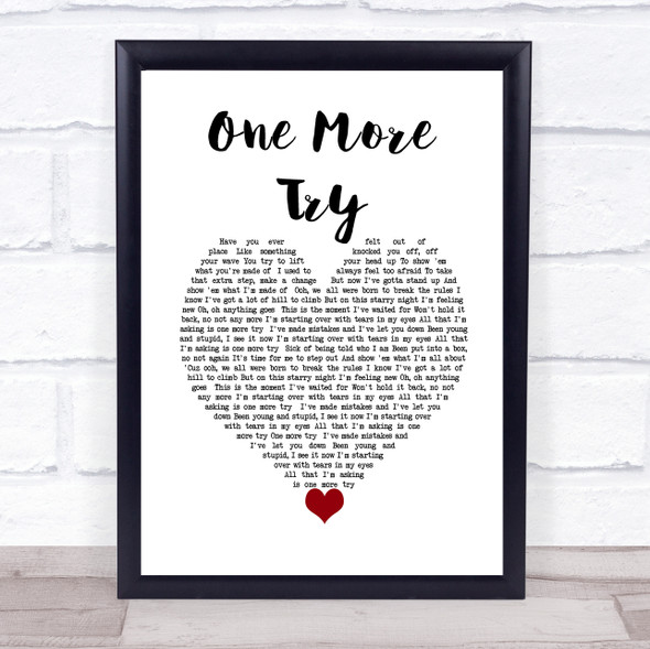 Jessie J One More Try White Heart Song Lyric Wall Art Print