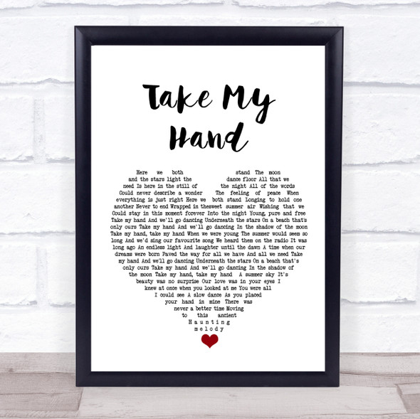 Skerryvore Take My Hand White Heart Song Lyric Wall Art Print
