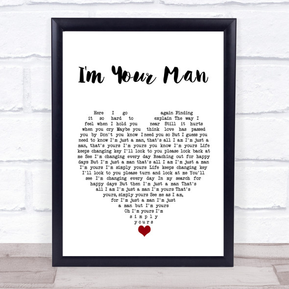 The Moody Blues I'm Your Man White Heart Song Lyric Wall Art Print