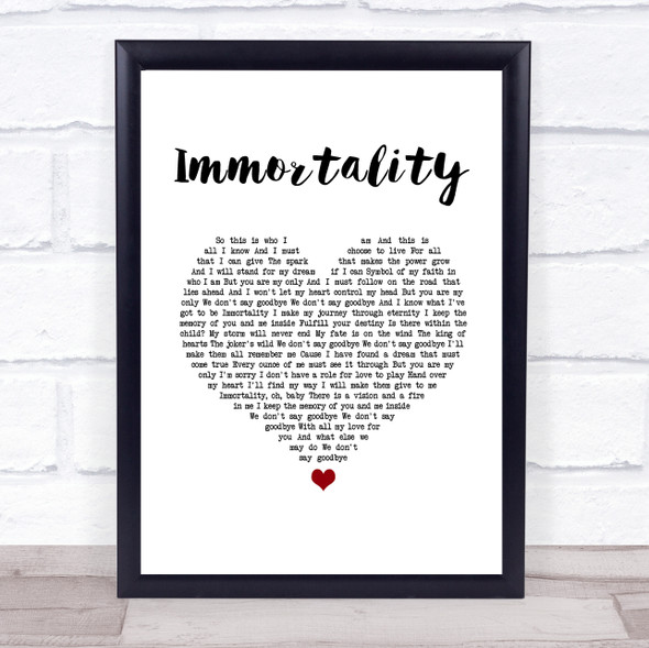 Celine Dion Immortality White Heart Song Lyric Wall Art Print