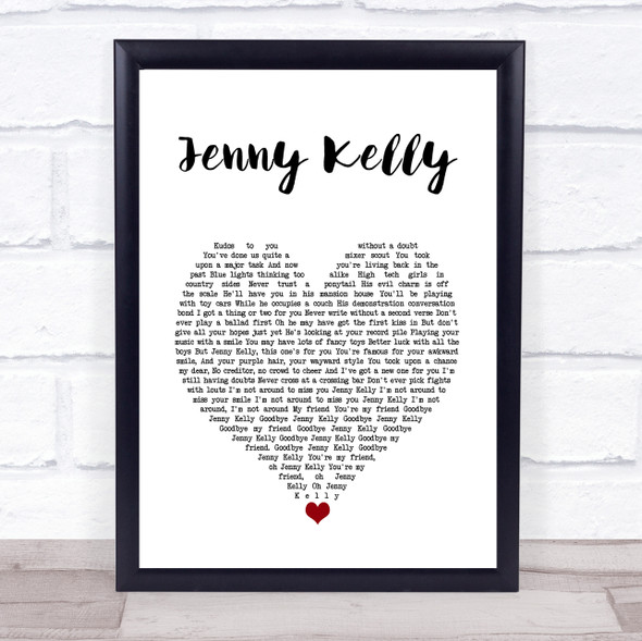 Fight Like Apes Jenny Kelly White Heart Song Lyric Wall Art Print