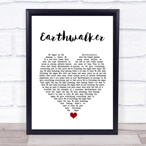 In Hearts Wake Earthwalker White Heart Song Lyric Wall Art Print