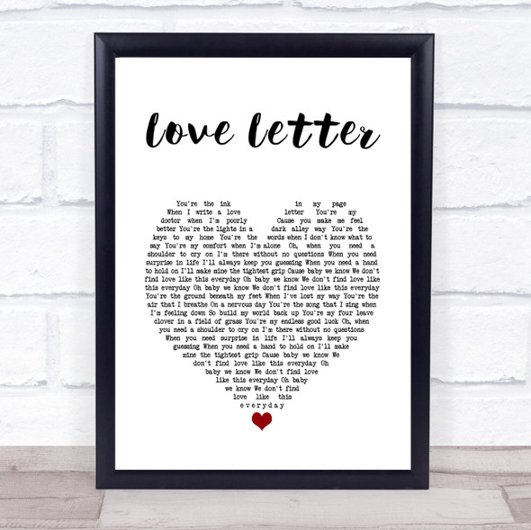 Jessie J Love Letter White Heart Song Lyric Wall Art Print