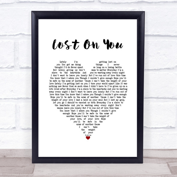 Lewis Capaldi Lost On You White Heart Song Lyric Wall Art Print