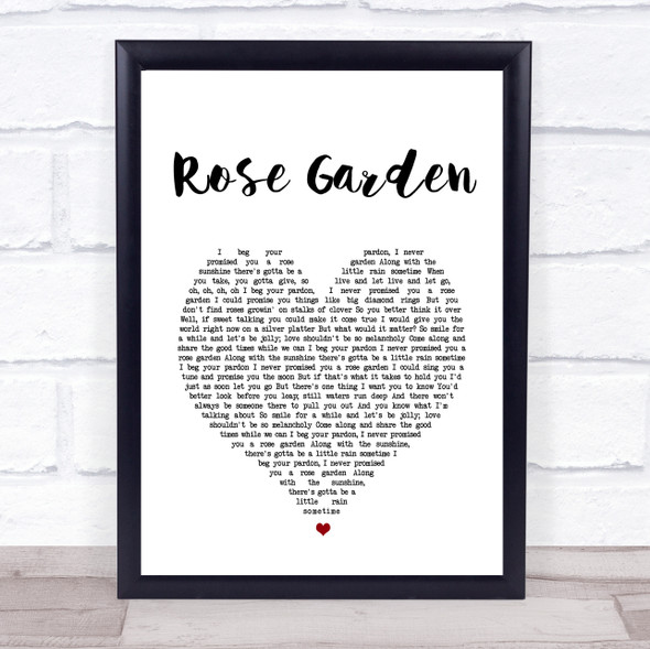 Lynn Anderson Rose Garden White Heart Song Lyric Wall Art Print