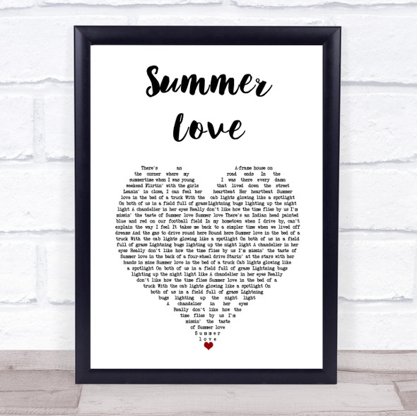 Upchurch Summer Love White Heart Song Lyric Wall Art Print