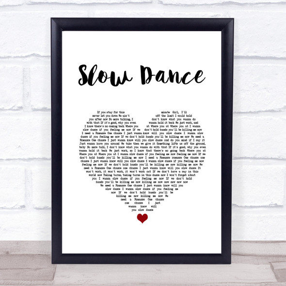 AJ Mitchell & Ava Max Slow Dance White Heart Song Lyric Wall Art Print