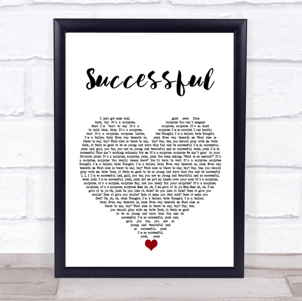 Ariana Grande Successful White Heart Song Lyric Wall Art Print