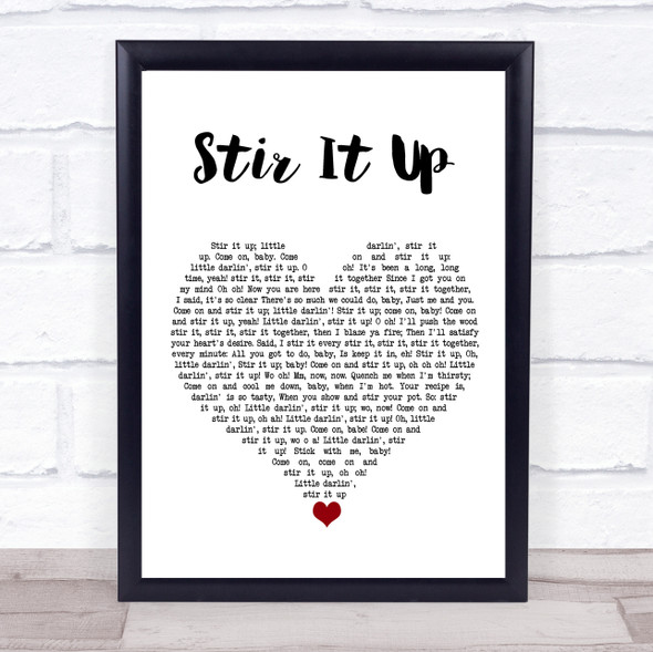 Bob Marley Stir It Up White Heart Song Lyric Wall Art Print