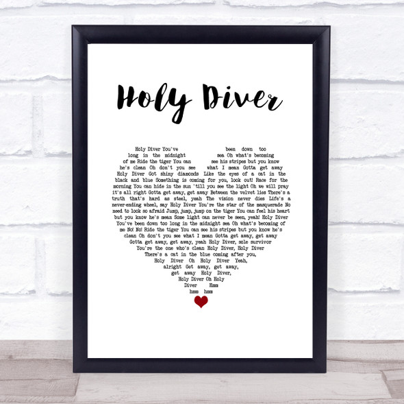 Dio Holy Diver White Heart Song Lyric Wall Art Print