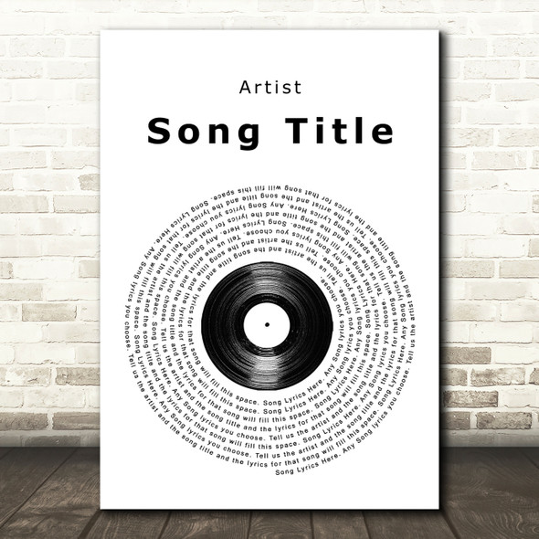 Any Song Lyrics Custom Vinyl Record Wall Art Quote Personalised Lyrics Print