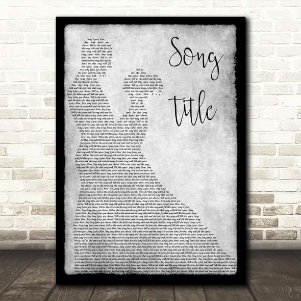 Any Song Lyrics Custom Grey Dancing Couple Personalised Lyrics Print