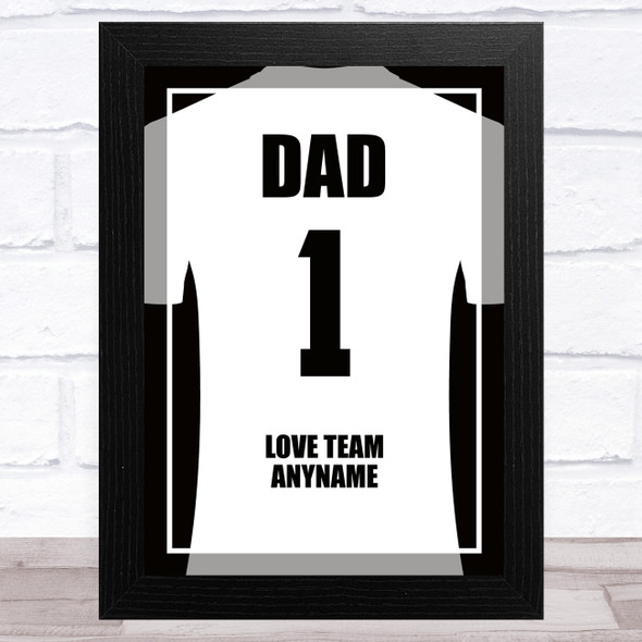 Dad No.1 Football Shirt White Personalized Dad Father's Day Gift Wall Art Print