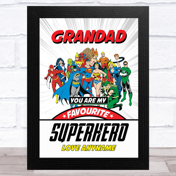 Grandad My Favourite Superhero Vintage Personalized Dad Father's Day Gift Print