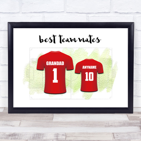 Grandad team Mates Football Shirts Red Personalized Father's Day Gift Print