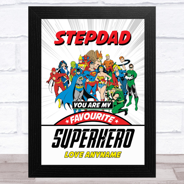Stepdad My Favourite Superhero Vintage Personalized Dad Father's Day Gift Print