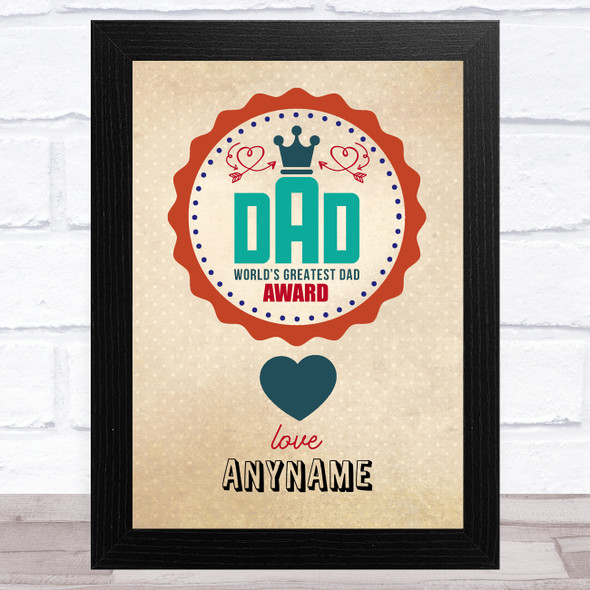 Vintage World's Greatest Dad Personalized Dad Father's Day Gift Wall Art Print