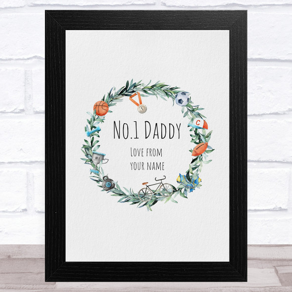 No.1 Daddy Wreath Personalized Dad Father's Day Gift Wall Art Print