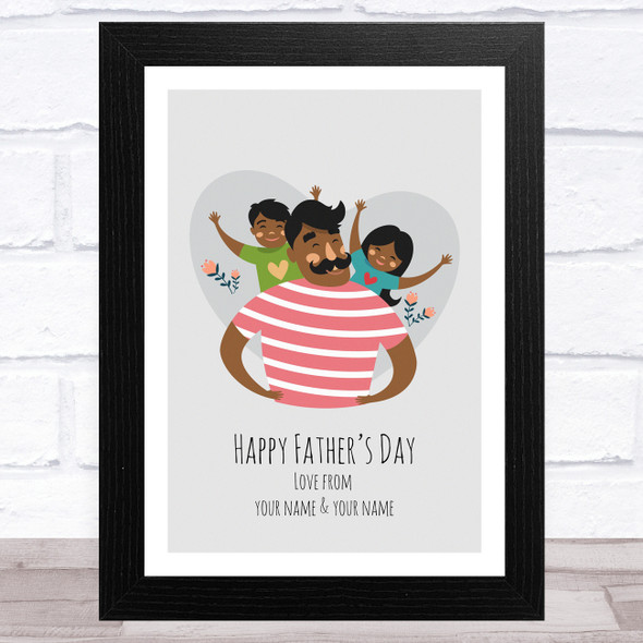Dad, Son & Daughter Design 7 Personalized Dad Father's Day Gift Wall Art Print