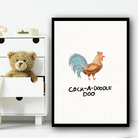 Rooster Hand Drawn Simple Wall Art Print