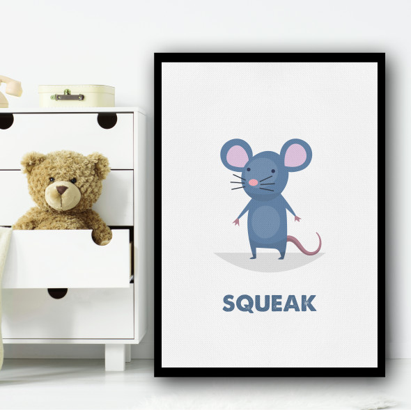 Mouse Cartoon Simple Wall Art Print