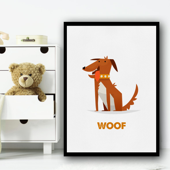 Dog Cartoon Simple Wall Art Print