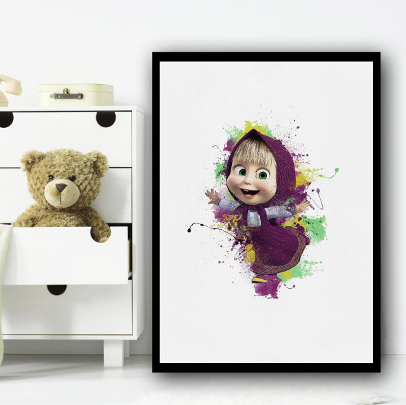 Masha And The Bear Splatter Wall Art Print